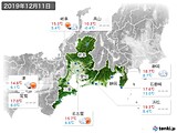 2019年12月11日の東海地方の実況天気