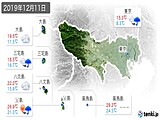 2019年12月11日の東京都の実況天気