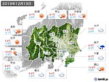 2019年12月13日の関東・甲信地方の実況天気