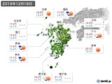 2019年12月18日の九州地方の実況天気