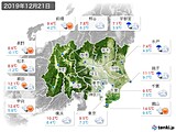 2019年12月21日の関東・甲信地方の実況天気