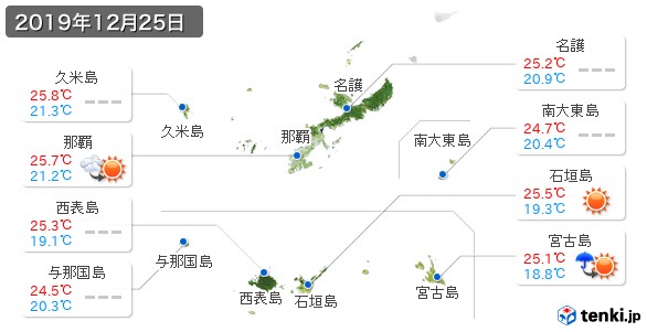 過去の天気 実況天気 19年12月25日 日本気象協会 Tenki Jp