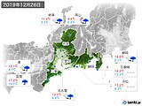 2019年12月26日の東海地方の実況天気