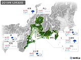 2019年12月30日の東海地方の実況天気