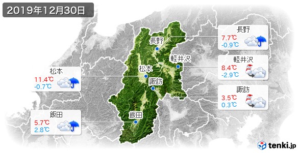 長野県(2019年12月30日の天気