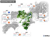 2020年01月01日の近畿地方の実況天気
