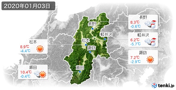 長野県(2020年01月03日の天気