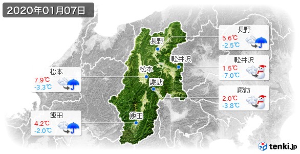 長野県(2020年01月07日の天気