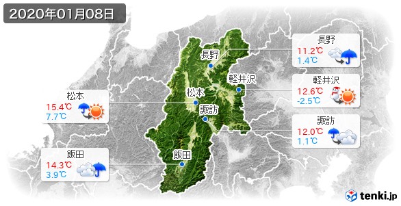 長野県(2020年01月08日の天気