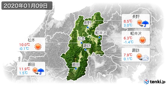 長野県(2020年01月09日の天気