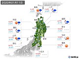 2020年01月11日の東北地方の実況天気