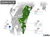 2020年01月11日の宮崎県の実況天気