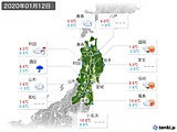 2020年01月12日の東北地方の実況天気