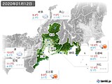 2020年01月12日の東海地方の実況天気