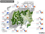 2020年01月15日の関東・甲信地方の実況天気