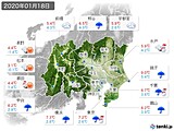 2020年01月18日の関東・甲信地方の実況天気