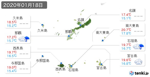 沖縄県(2020年01月18日の天気