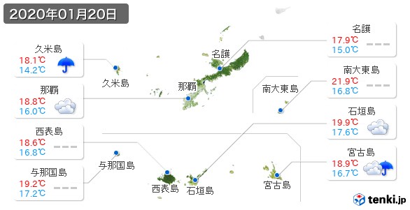 沖縄県(2020年01月20日の天気