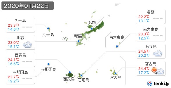 沖縄県(2020年01月22日の天気