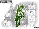 2020年01月25日の長野県の実況天気