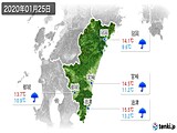 2020年01月25日の宮崎県の実況天気