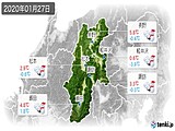 2020年01月27日の長野県の実況天気