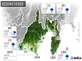 2020年01月28日の静岡県の実況天気
