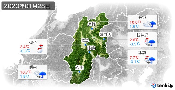 長野県(2020年01月28日の天気