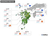 2020年01月31日の九州地方の実況天気