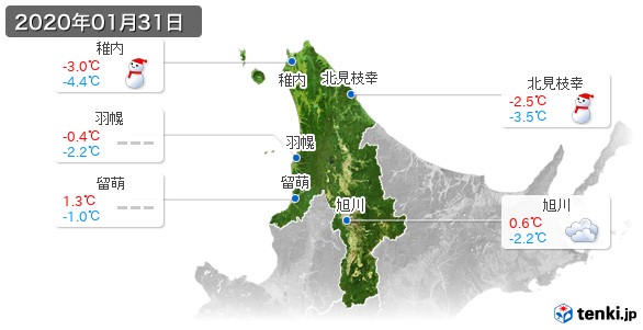 道北(2020年01月31日の天気