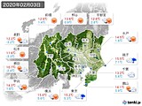 2020年02月03日の関東・甲信地方の実況天気