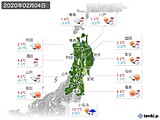 2020年02月04日の東北地方の実況天気