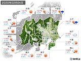 2020年02月04日の関東・甲信地方の実況天気