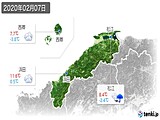 2020年02月07日の島根県の実況天気