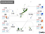 2020年02月09日の沖縄県の実況天気