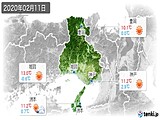 2020年02月11日の兵庫県の実況天気