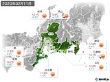 実況天気(2020年02月11日)