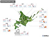 2020年02月12日の北海道地方の実況天気