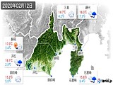 2020年02月12日の静岡県の実況天気