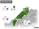 2020年02月12日の島根県の実況天気