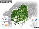 2020年02月13日の広島県の実況天気