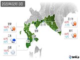 実況天気(2020年02月13日)