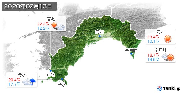 高知県(2020年02月13日の天気