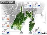2020年02月14日の静岡県の実況天気