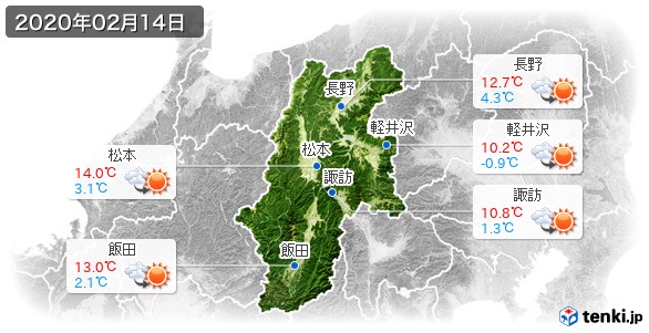 長野県(2020年02月14日の天気