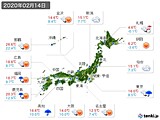 実況天気(2020年02月14日)