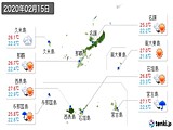2020年02月15日の沖縄県の実況天気