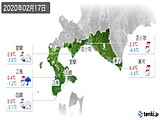 2020年02月17日の道南の実況天気