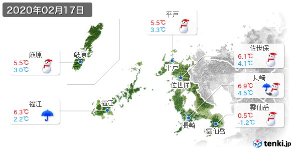長崎県(2020年02月17日の天気