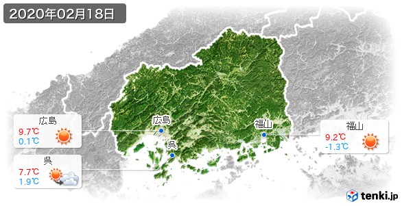 広島県(2020年02月18日の天気